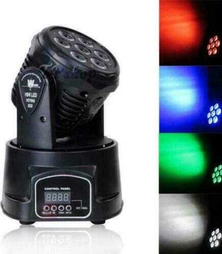 FARO-STROBO-RGB-DJ-FARETTO-7-LED-X-10W-testa-rotante-360°-COLORI-EFFETTO-DISCO