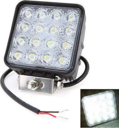 Faro-Supplementare-Profondità-12v-16led-48w-Auto-Fuoristrada-Quadrato-6000k-Ip68
