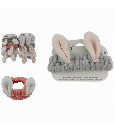 Fascia Capelli Doccia Shampoo Asciugamano Spugna Fiocco Orecchie Coniglio 69505