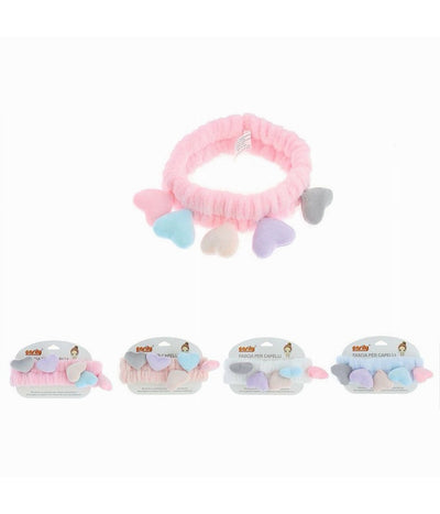 Fascia Capelli Doccia Shampoo Trucco Spugna Con Cuori Colorati 4 Colori 10749a