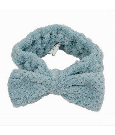 Fascia Per Capelli Doccia Shampoo Asciugamano Trucco Spugna Fiocco Azzurro 79622