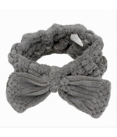 Fascia Per Capelli Doccia Shampoo Asciugamano Trucco Spugna Fiocco Grigio 79623