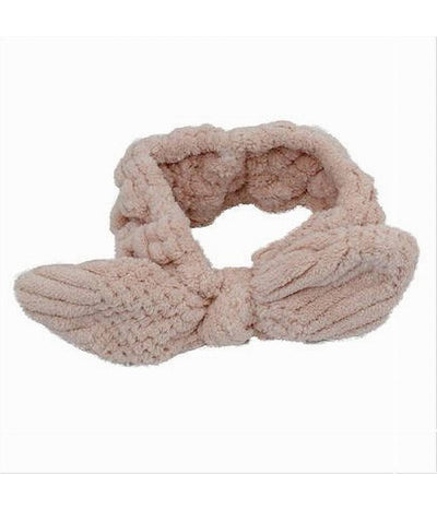 Fascia Per Capelli Doccia Shampoo Trucco Spugna Con Fiocco Annodato Rosa 79613