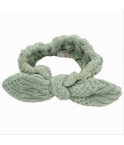 Fascia Per Capelli Doccia Shampoo Trucco Spugna Con Fiocco Annodato Verde 79614