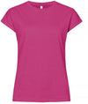 Fashion Top Lampone Fucsia Maglietta Donna Manica Americana