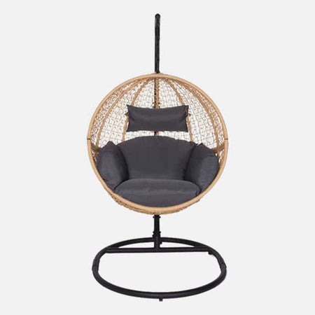 Poltrona a dondolo sospesa "Kubra" per giardino e veranda in rattan con cuscino