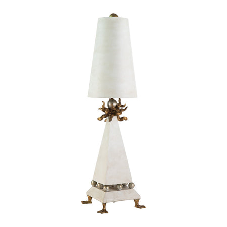 Lampada Da Scrivania Contemporanea Leda Acciaio Patinato Crema 1 Luce E27