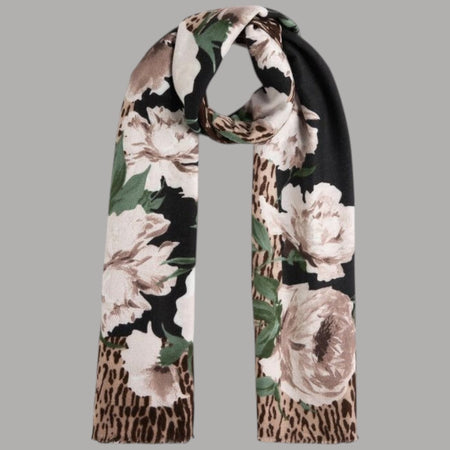 Liu Jo stola nera animalier floreale 70X180 2F5077T0300