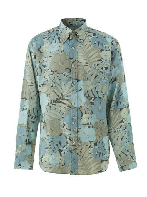 Tom Ford Camicia Stampa Floreale in Azzurro da uomo