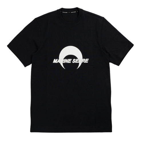 MARINE SERRE Cotton Jersey Loose Fit T-Shirt in Black da uomo
