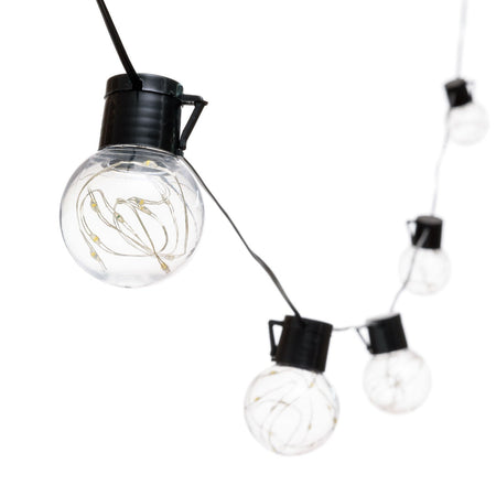 Catena solare 15 lampadine Ø 50 mm luce calda da esterno 6 mt