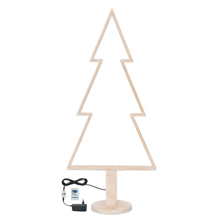 Abete triangolare luminoso con led multicolor e base in legno decorazione natalizia