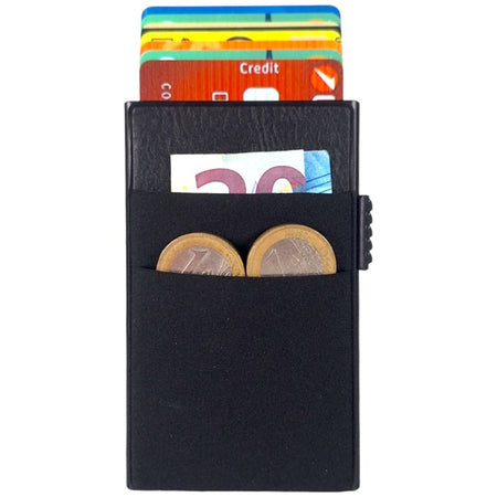 Sei G portacarte in alluminio nero con tasca elastica