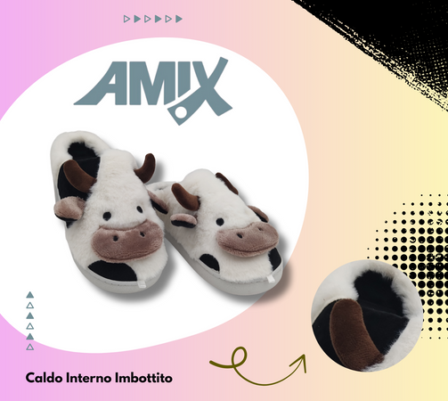 Ciabatte Animali da Donna, Pantofole Invernali Calde e Pelose, Morbide e Simpatiche Babbucce a Mucca