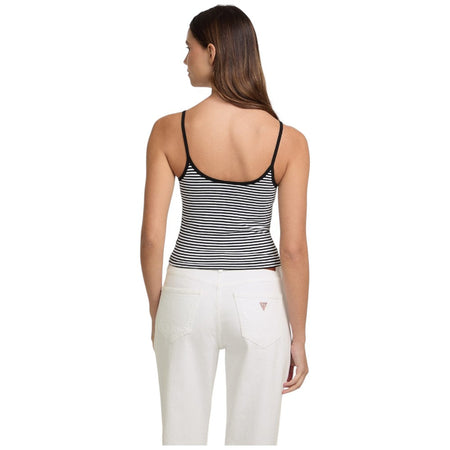 Guess Jeans top nero bianco a righe W5GP35 KCIE1 S94A Canotte Guess Jeans