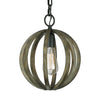 Sospensione Industrial Nordica Allier Legno Rovere Ferro Grigio 1 Luce E27