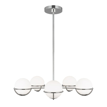 Lampadario Apollo Acciaio Nichel Vetro 5 Luci G9 3 Ledw 3000K 1600Lm