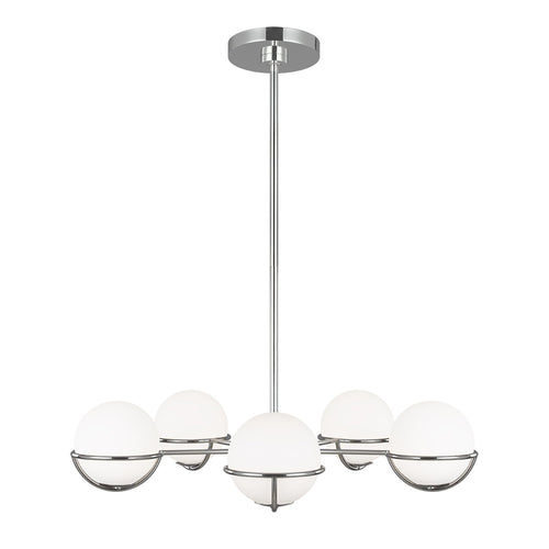 Lampadario Apollo Acciaio Nichel Vetro 5 Luci G9 3 Ledw 3000K 1600Lm