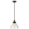 Sospensione Baskin Vetro Ottone Verniciato Zinco Scuro 1 Luce E27 D25,4Cm