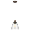 Sospensione Baskin Vetro Ottone Antico Verniciato Zinco 1 Luce E27 D22,8Cm