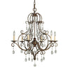 Lampadario Contemporaneo Chateau Acciaio Bronzo Moka Cristallo 6 Luci E14