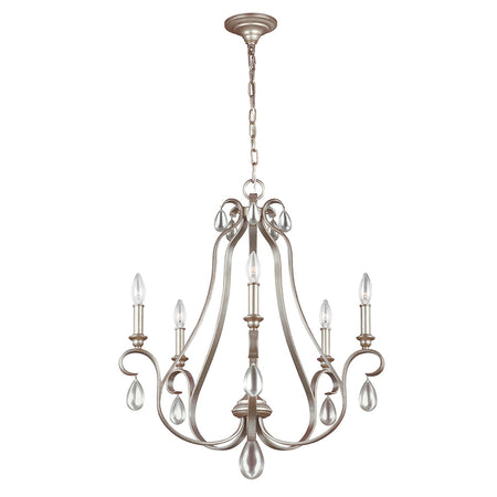 Lampadario Classico Dewitt Acciaio Argento Sunrise 5 Luci E14