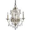 Lampadario Classico Gianna Cristallo Argento Dorato Vetro Oro 4 Luci E14