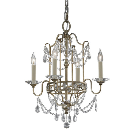 Lampadario Classico Gianna Cristallo Argento Dorato Vetro Oro 4 Luci E14