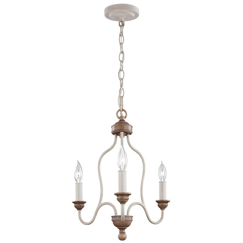 Lampadario Classico Hartsville Acciaio Gesso Legno Marrone 3 Luci E14