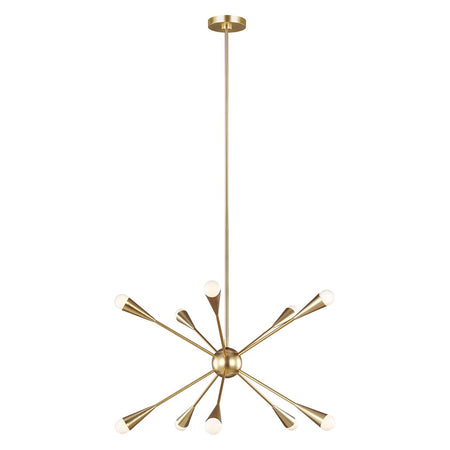 Lampadario Industrial Jax Acciaio Ottone Brunito 10 Luci G9 3 Ledw 3000K 3200Lm