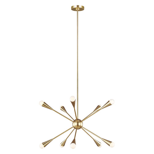 Lampadario Industrial Jax Acciaio Ottone Brunito 10 Luci G9 3 Ledw 3000K 3200Lm