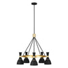 Lampadario Contemporaneo Joan Acciaio Nero Mezzanotte Ottone Brunito 5 Luci E27