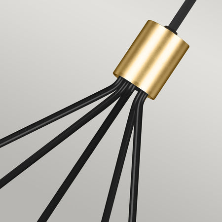 Lampadario Contemporaneo Joan Acciaio Nero Mezzanotte Ottone Brunito 5 Luci E27