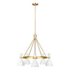 Lampadario Contemporaneo Joan Acciaio Bianco Opaco Ottone Brunito 5 Luci E27