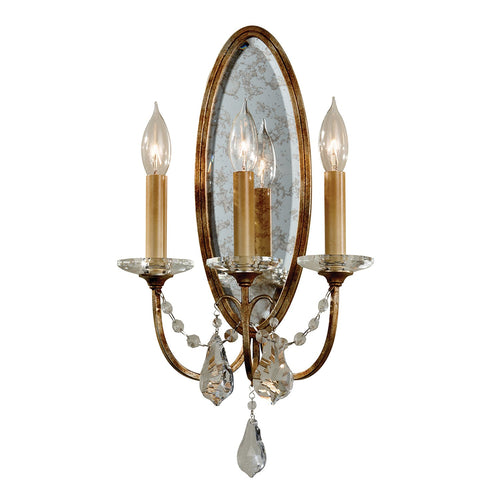 Applique Classica Valentina Acciaio Bronzo Ossidato Vetro 3 Luci E14