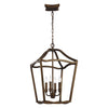 Lampadario Contemporaneo Yarmouth Acciaio Ottone Antico Verniciato 4 Luci E14