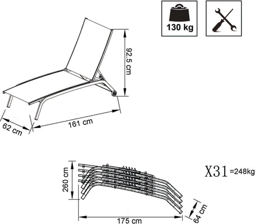 FELES---lettino-da-giardino-impilabile-in-alluminio-e-textilene-imbottito-Tortora-Milani-Home