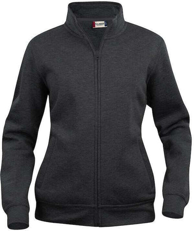 Felpa Basic Cardigan Antracite Melange Giacca in Felpa con Zip Intera e Tasche Donna