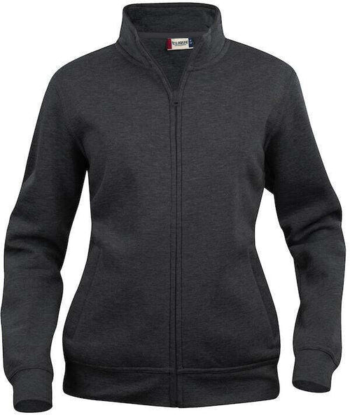 Felpa Basic Cardigan Antracite Melange Giacca in Felpa con Zip Intera e Tasche Donna