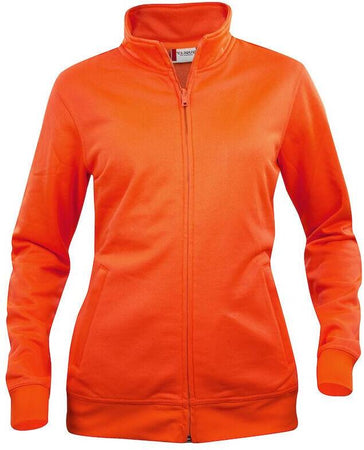 Felpa Basic Cardigan Arancio Fluo Giacca in Felpa con Zip Intera e Tasche Donna
