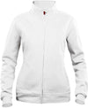 Felpa Basic Cardigan Bianco Giacca in Felpa con Zip Intera e Tasche Donna