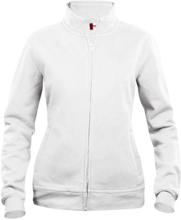 Felpa Basic Cardigan Bianco Giacca in Felpa con Zip Intera e Tasche Donna