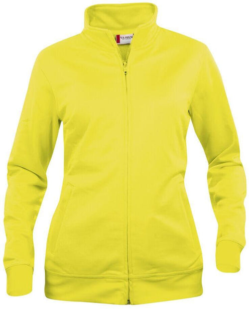 Felpa Basic Cardigan Giallo Fluo Giacca in Felpa con Zip Intera e Tasche Donna