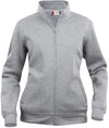 Felpa Basic Cardigan Grigio Melange Giacca in Felpa con Zip Intera e Tasche Donna