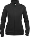Felpa Basic Cardigan Nero Giacca in Felpa con Zip Intera e Tasche Donna