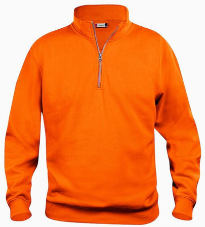 Felpa Basic Mezza Zip Arancio Fluo Felpa Unisex con Cerniera Taglie Forti