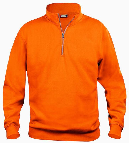 Felpa Basic Mezza Zip Arancio Fluo Felpa Unisex con Cerniera