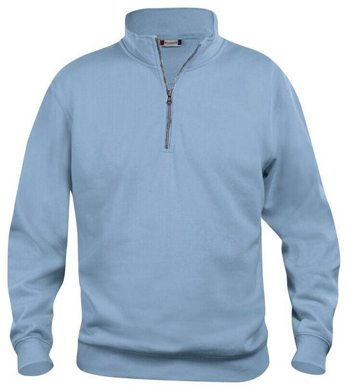 Felpa Basic Mezza Zip Azzurro Felpa Unisex con Cerniera Taglie Forti