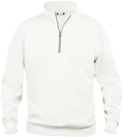 Felpa Basic Mezza Zip Bianco Felpa Unisex con Cerniera Taglie Forti