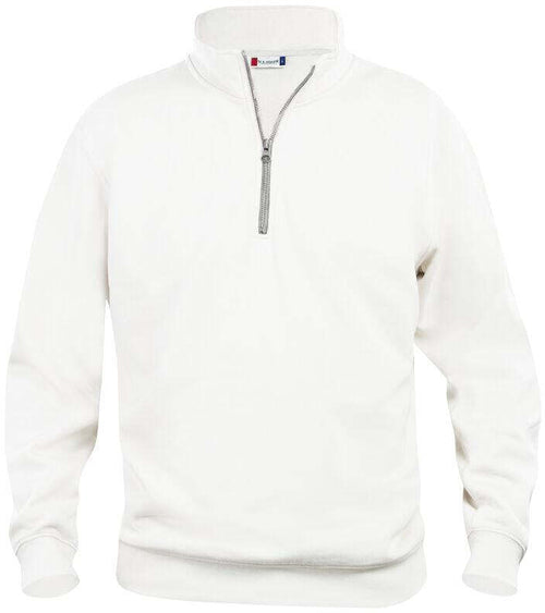Felpa Basic Mezza Zip Bianco Felpa Unisex con Cerniera Taglie Forti